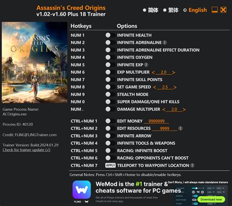 assassin's creed origins fling trainer.